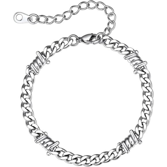 Barbed Wire Cuban Chain Bracelet 7/9mm Thick Punk Gothic for Men and Women - Picture 1 of 9